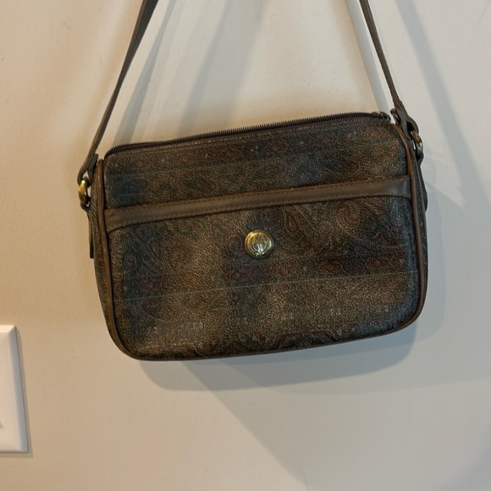 Vintage Liz Claiborne paisley brown/neutral tone shoulder bag - GUC